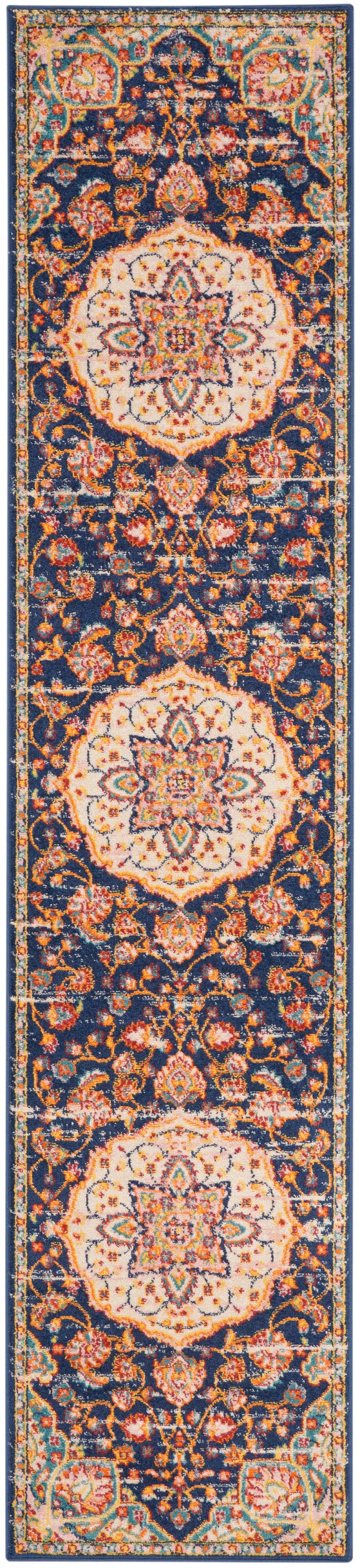 Nourison Passion 2'2" x 10' Navy Multicolor Transitional Indoor Rug