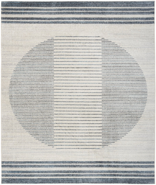 Nourison Astra Machine Washable 7'10" x 10' Ivory Blue Mid-Century Modern Indoor Rug