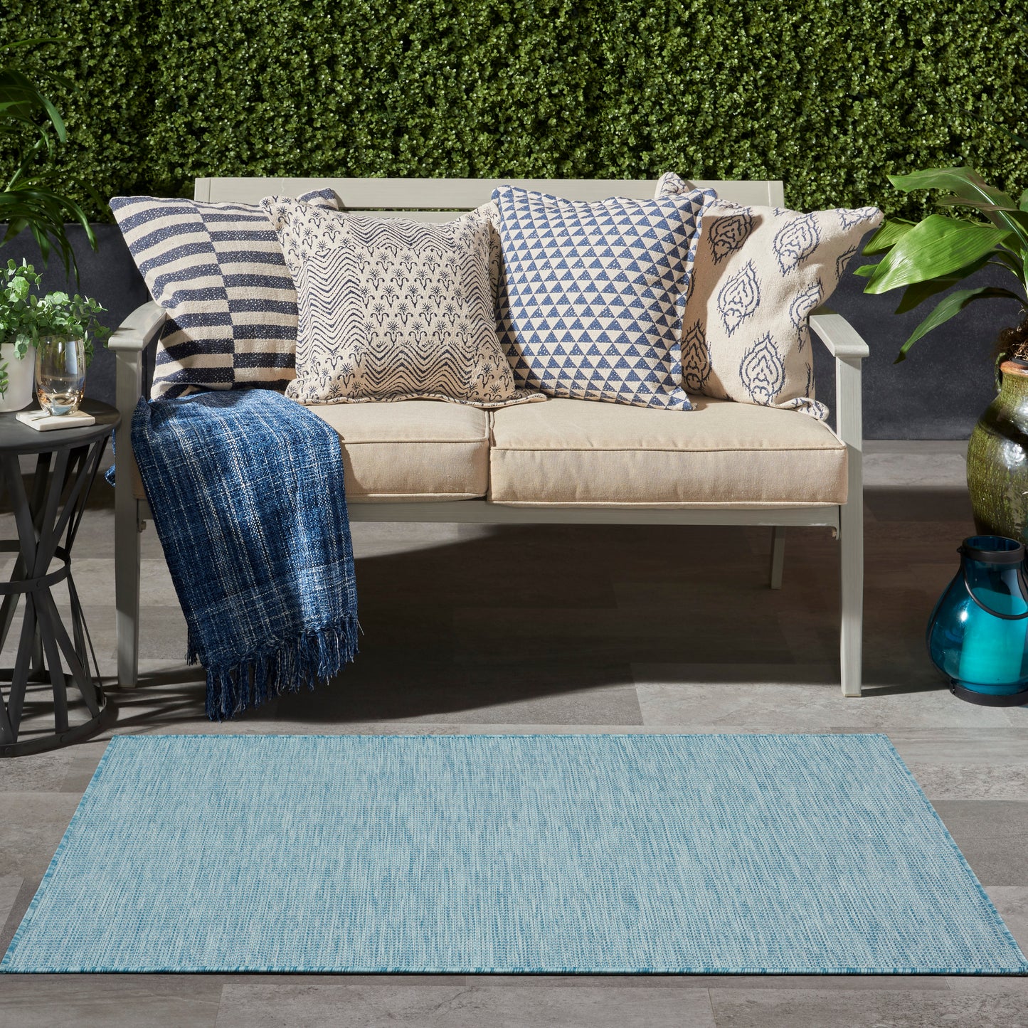 Nourison Positano 3' x 5' Aqua Modern Rug