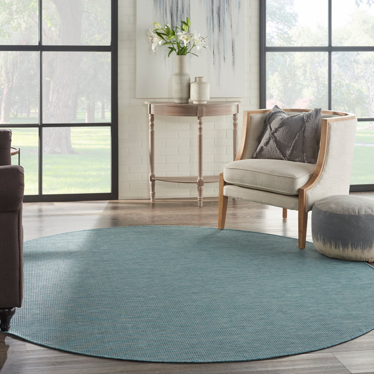 Nourison Positano 8' x Round Aqua Modern Rug