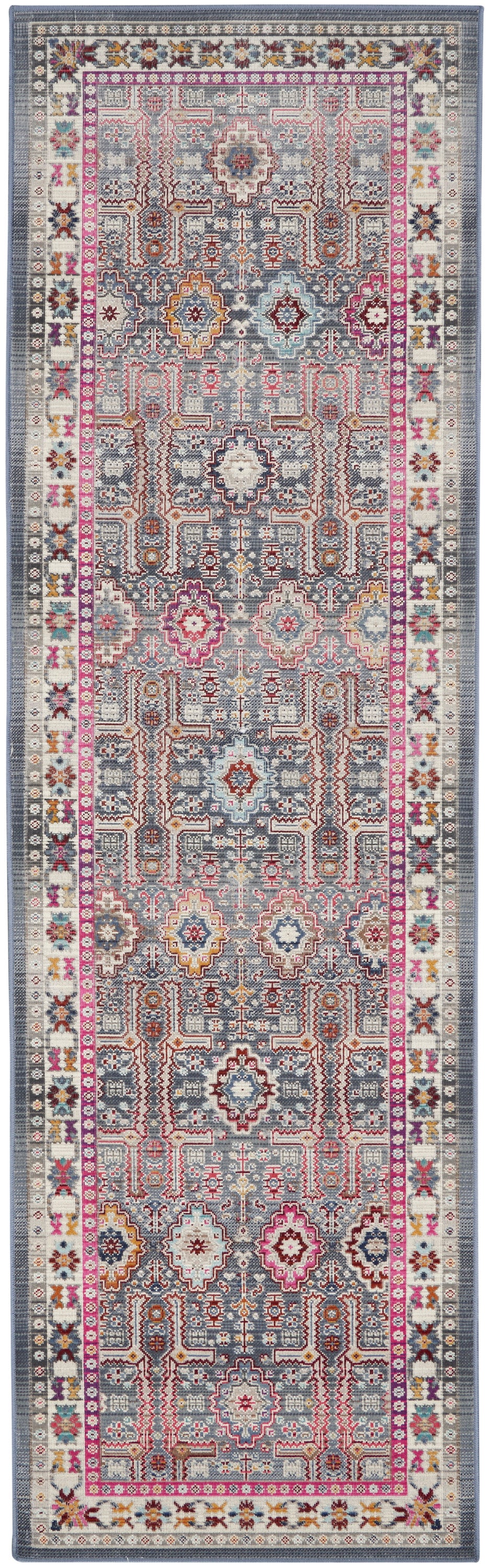 Nourison Vintage Kashan 2' x 6' Grey/Multi Bohemian Indoor Rug