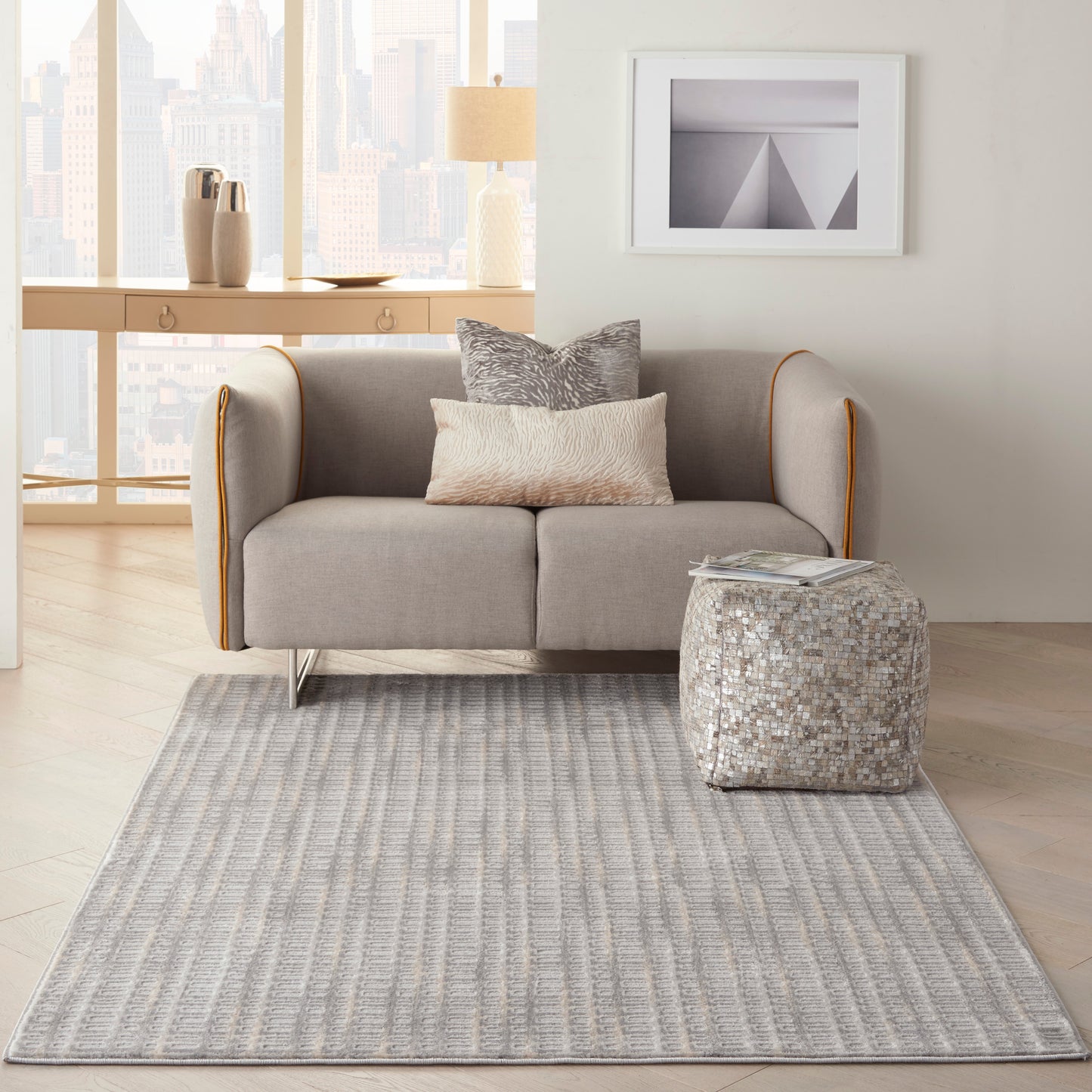 Nourison Solace 5'3" x 7'3" Grey Beige Contemporary Indoor Rug