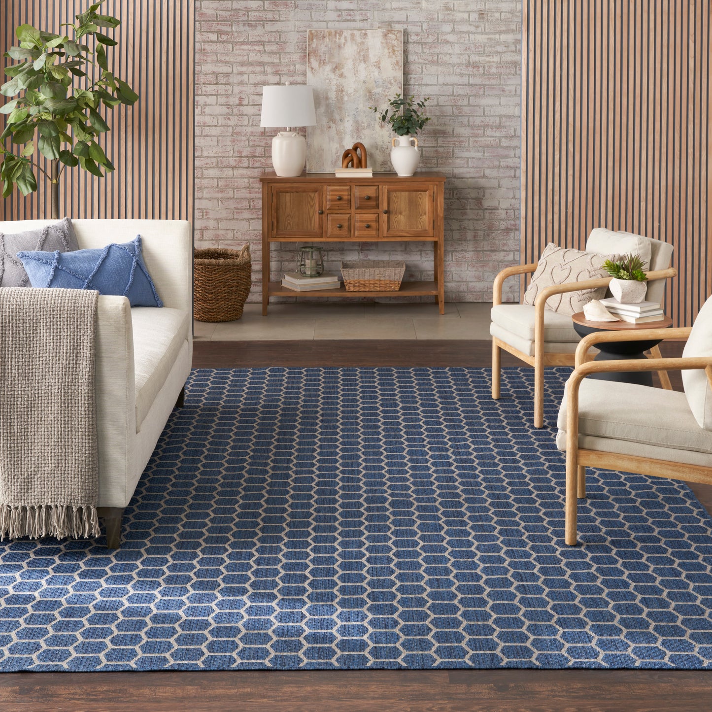 Nourison Twist Reversible 9' x 12' Blue Modern Rug