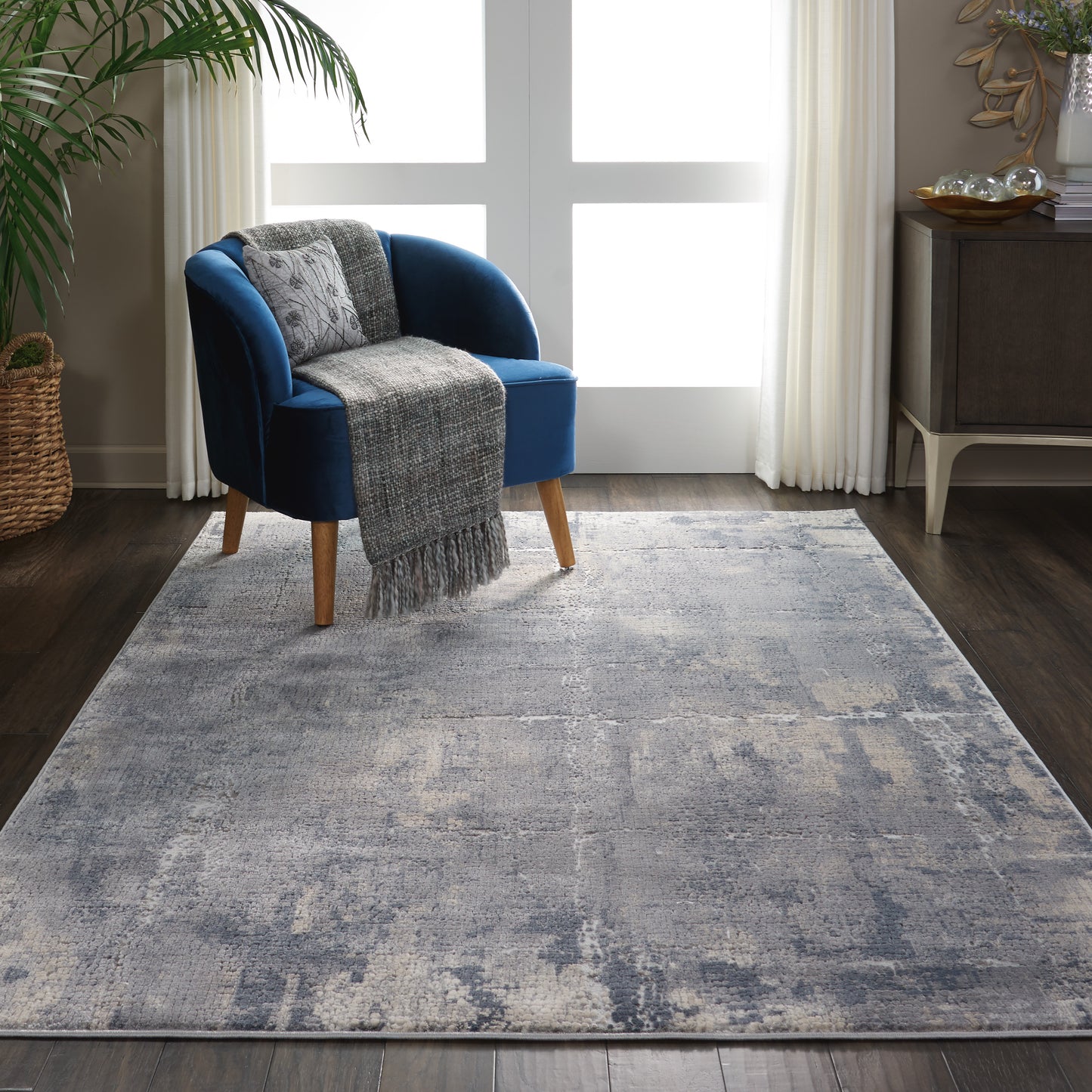 Nourison Rustic Textures 5'3" x 7'3" Grey Beige Modern Indoor Rug