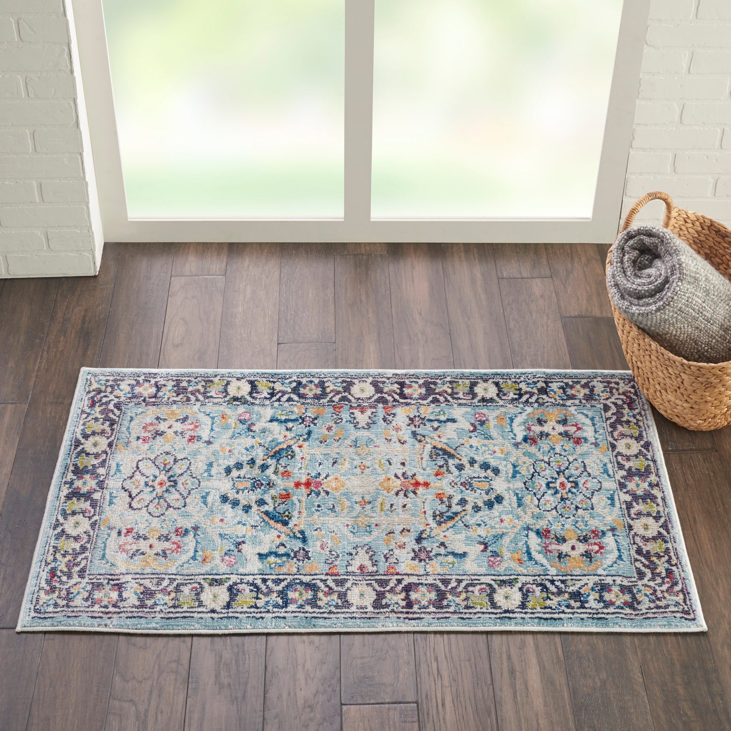 Nourison Ankara Global 2' x 4' Teal Multicolor Bohemian Indoor Rug