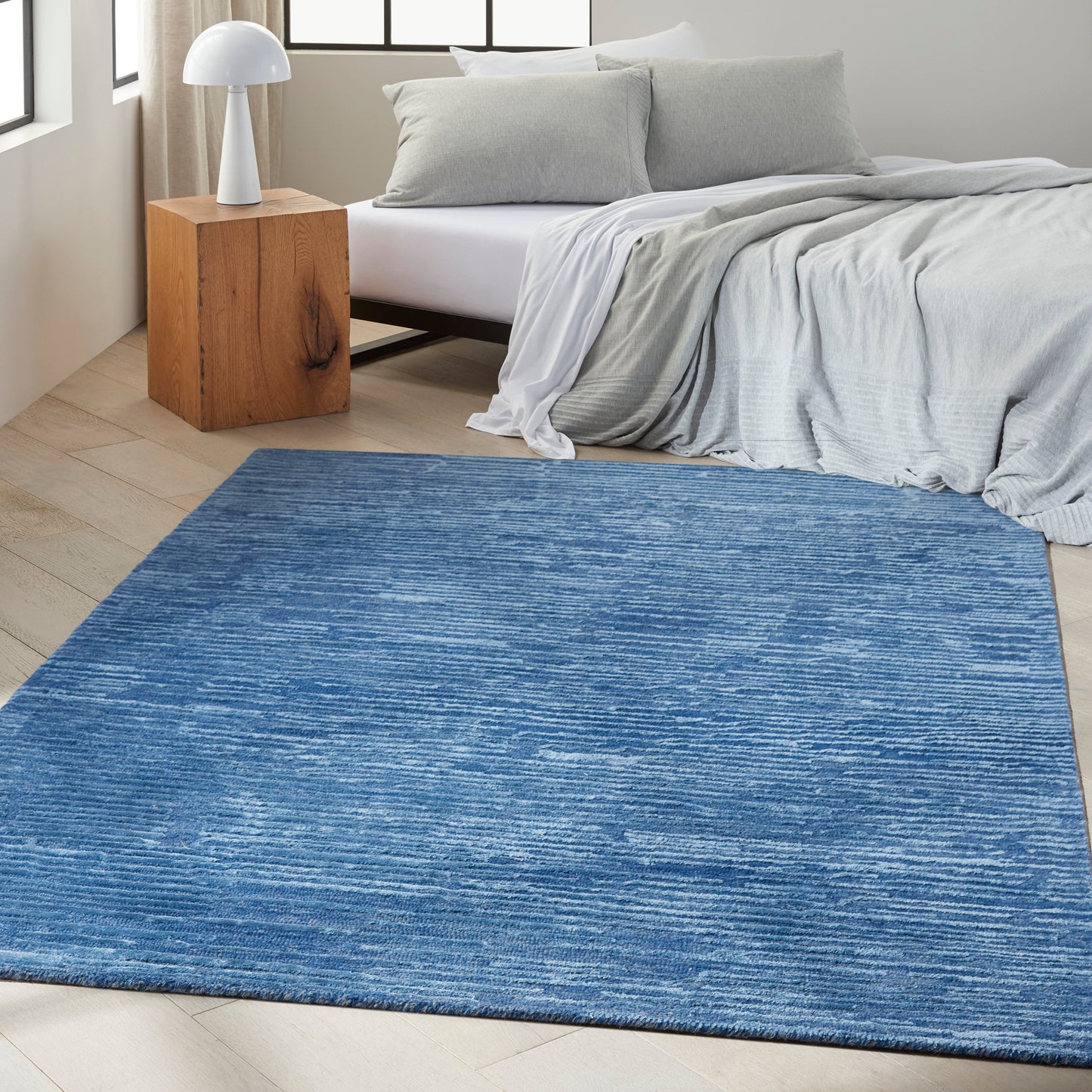 Calvin Klein CK010 Linear 5'3" x 7'3" Blue Modern Indoor Rug