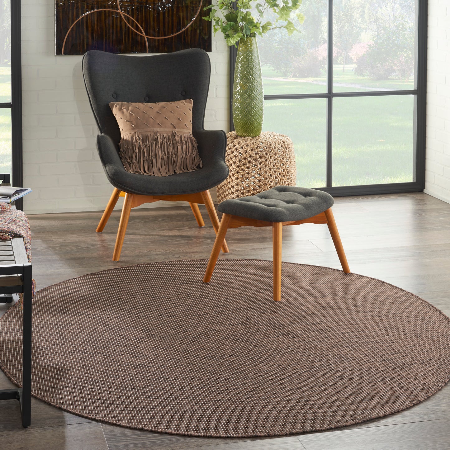 Nourison Positano 6' x Round Natural Modern Rug