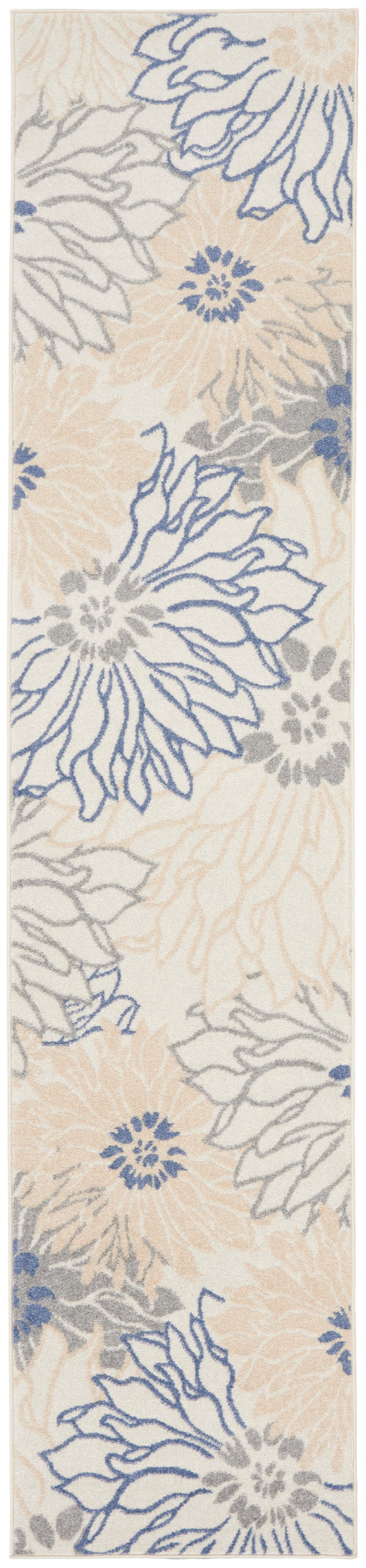 Nourison Passion 2'2" x 10' Ivory Grey Blue Contemporary Indoor Rug