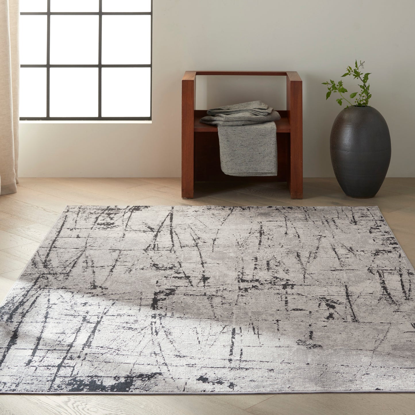 Calvin Klein CK970 Vapor 5'3" x 7'3" Ivory Grey Modern Indoor Rug