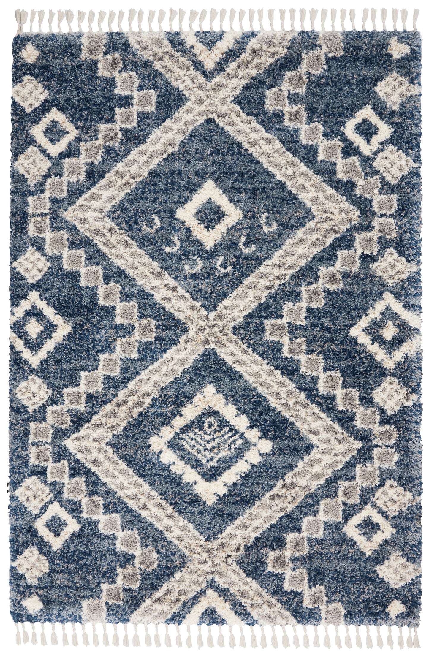 Nourison Oslo Shag 5'3" x 7'9" Denim Blue Shag Indoor Rug