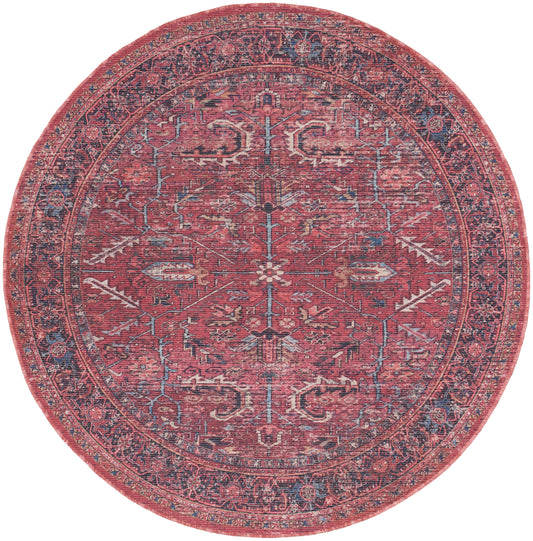 Nicole Curtis Machine Washable Series 1 5'3" x Round Brick Vintage Indoor Rug