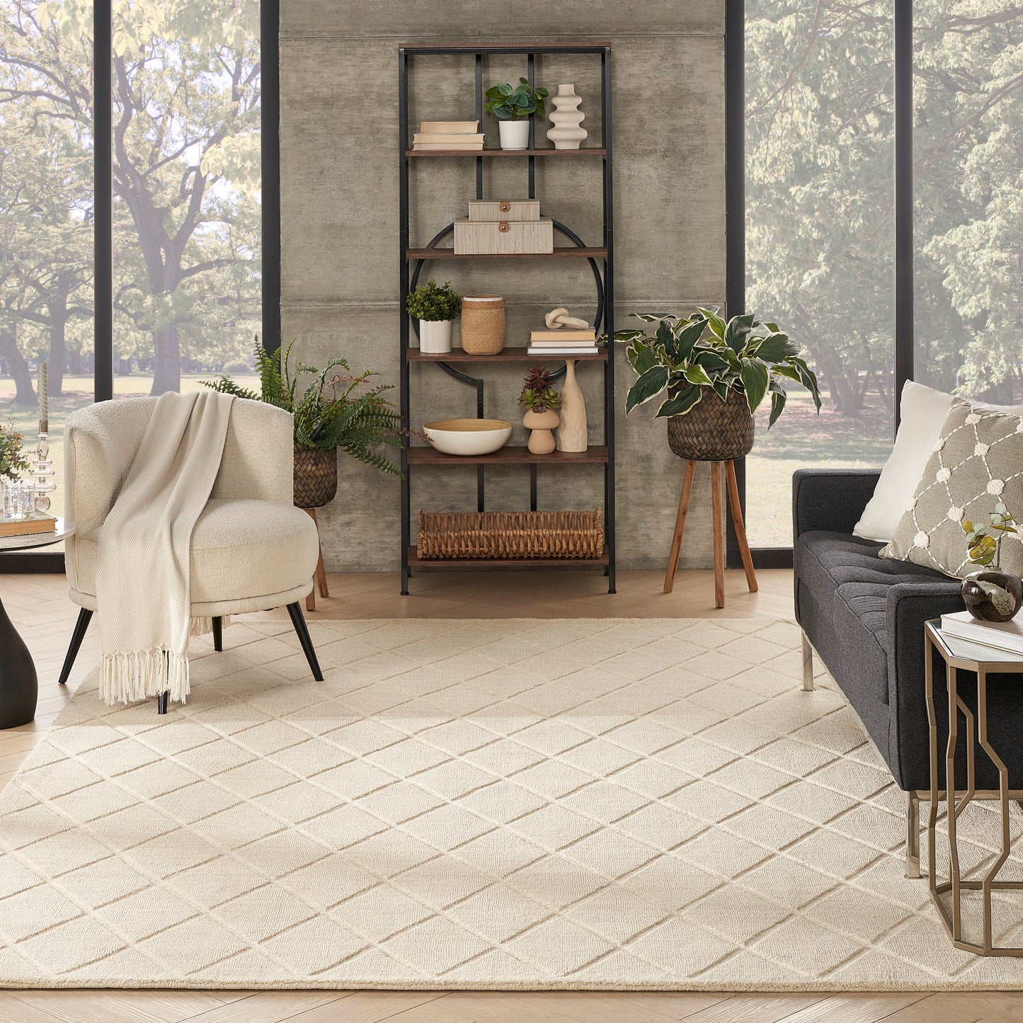 Nourison Wool Haven 7'9" x 9'9" Ivory Modern Indoor Rug