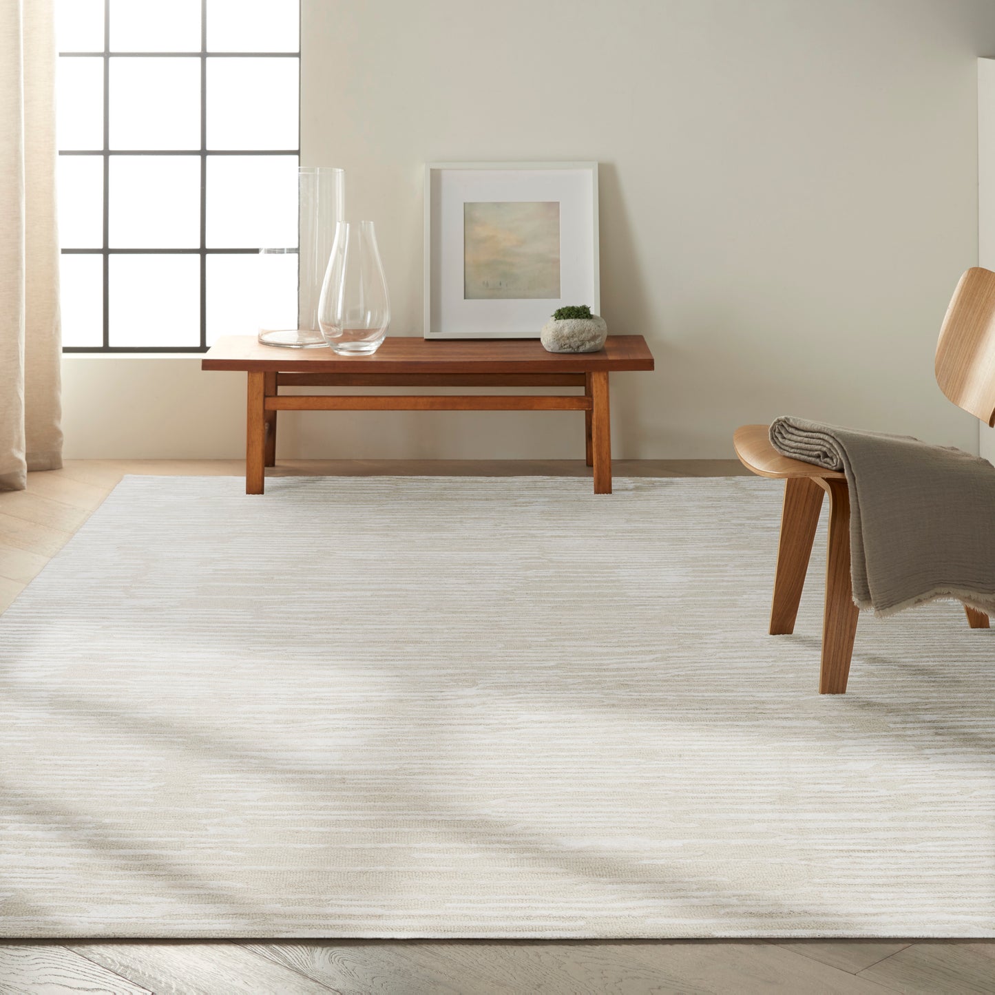 Calvin Klein CK010 Linear 9'9" x 13'9" Ivory Modern Indoor Rug