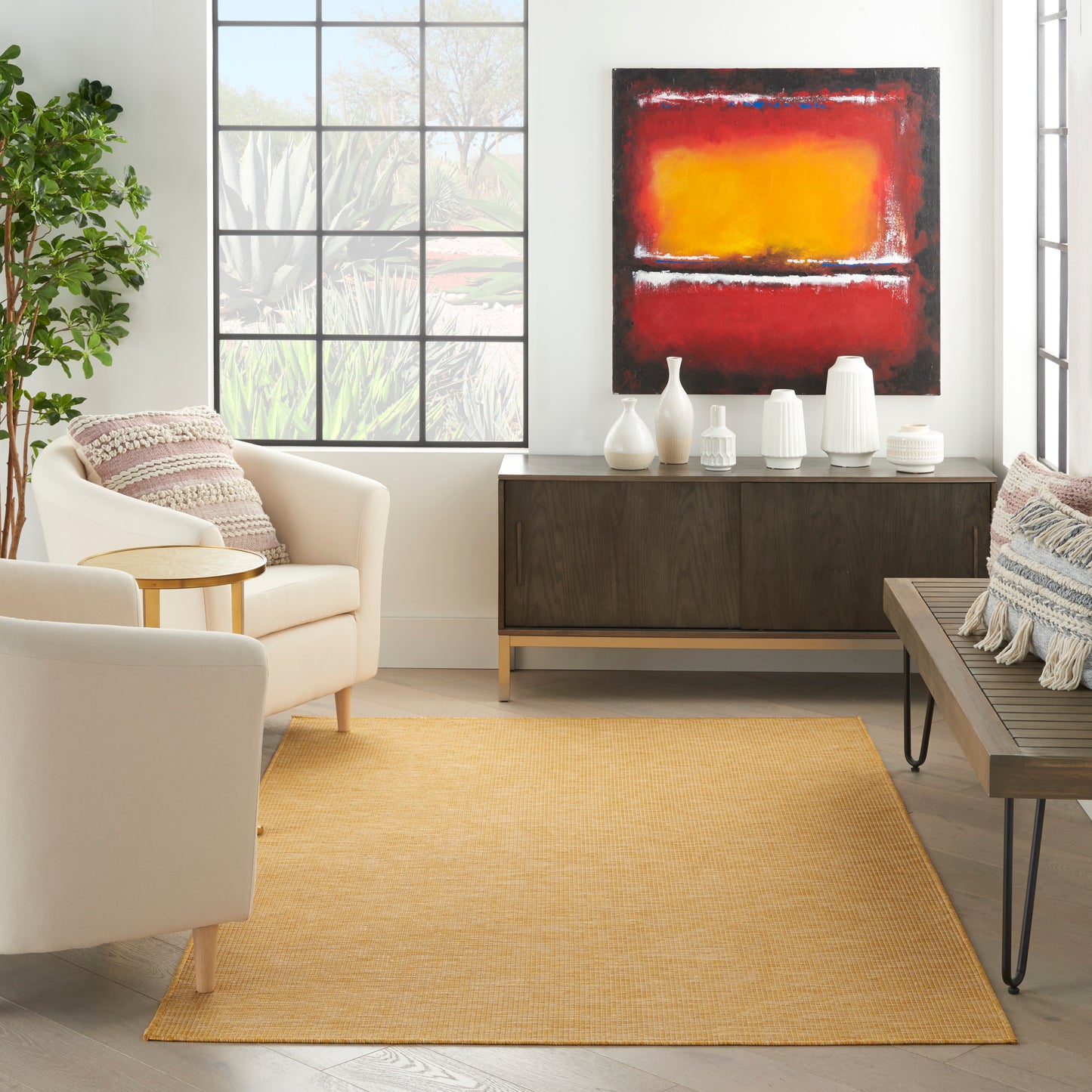 Nourison Positano 4' x 6' Yellow Modern Rug