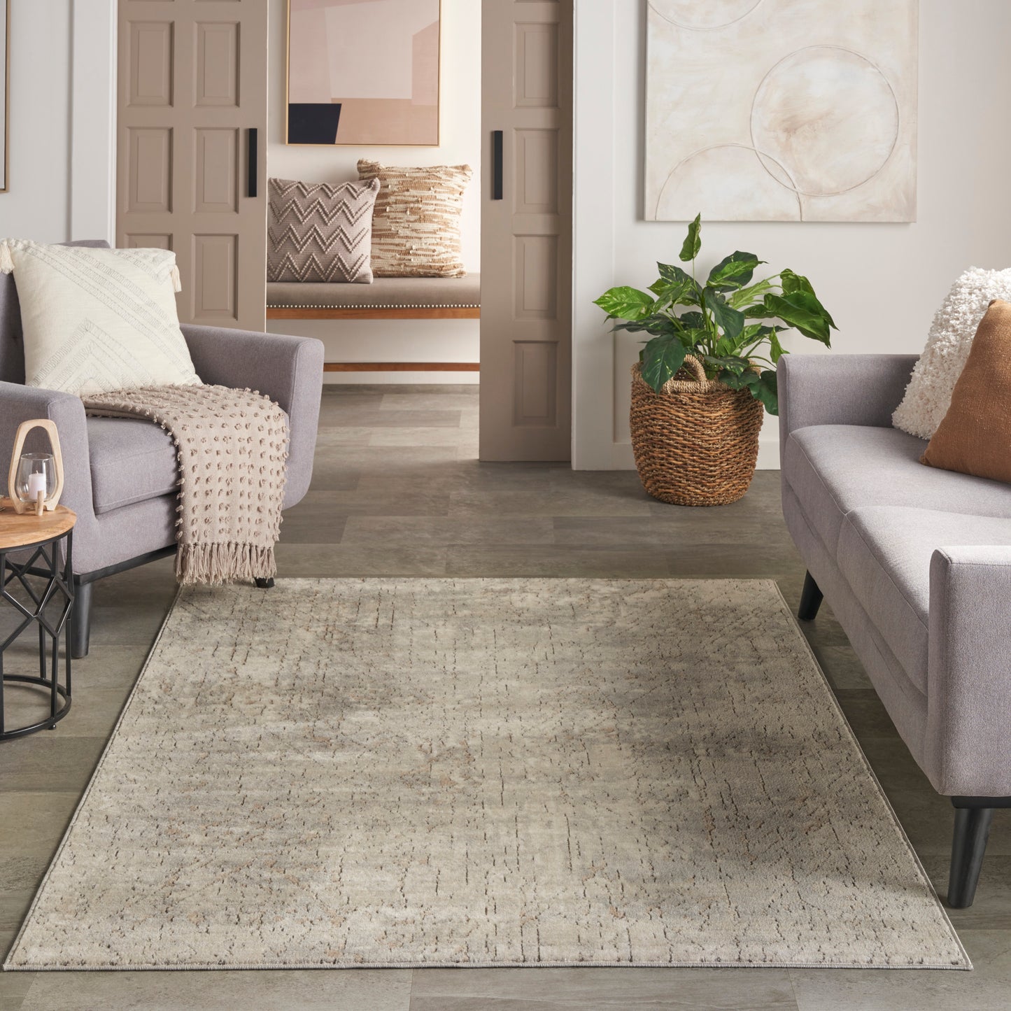 Nourison Quarry 3'9" x 5'9" Beige Grey Modern Indoor Rug