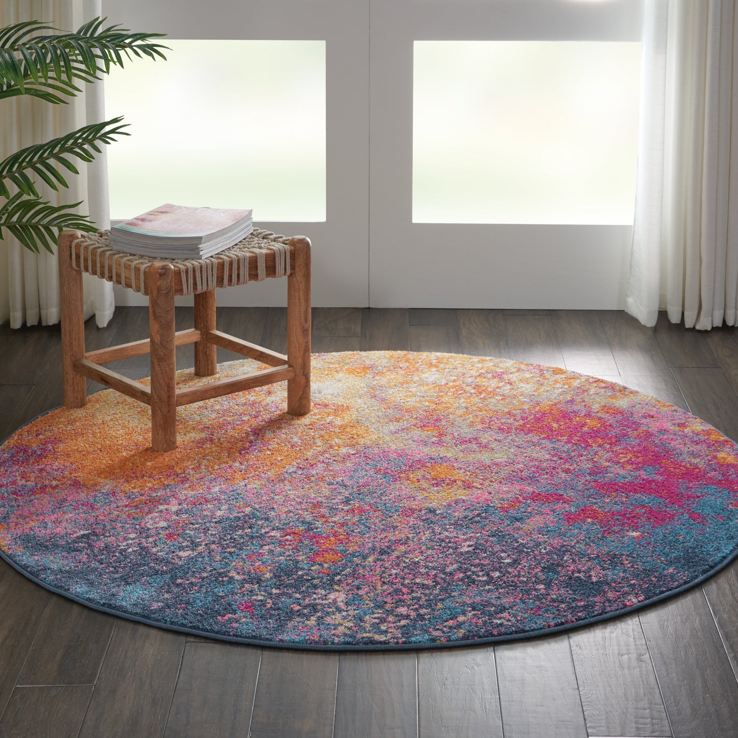 Nourison Passion 5' x Round Sunburst Modern Indoor Rug