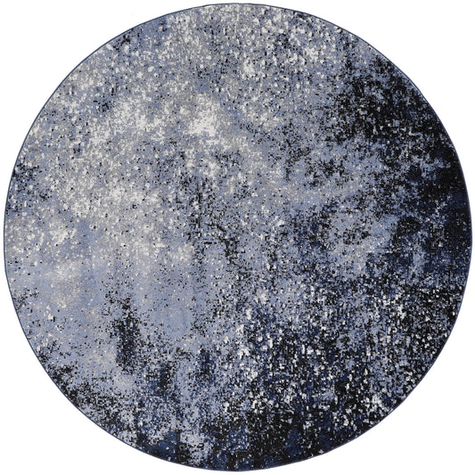 Nourison Passion 8' x Round Light Blue Black Modern Indoor Rug