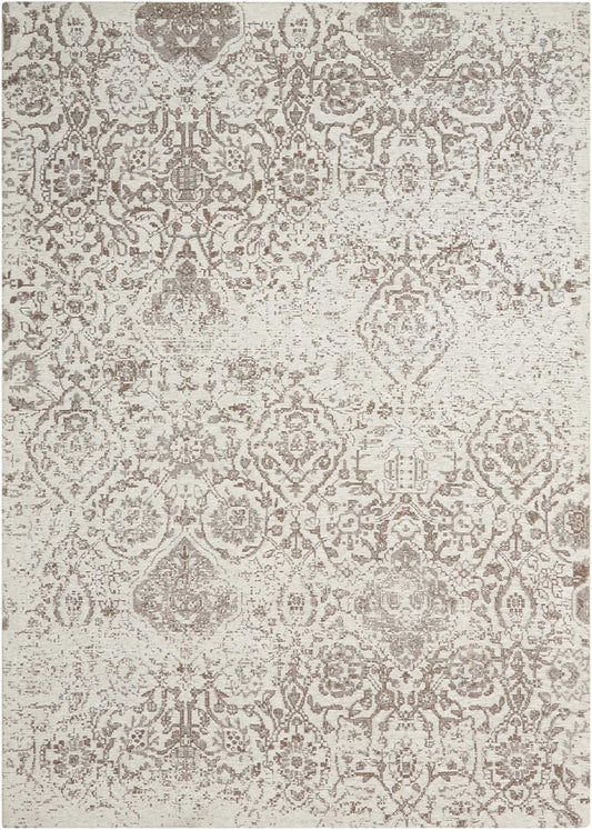 Nourison Damask 5' x 7' Ivory Farmhouse Indoor Rug