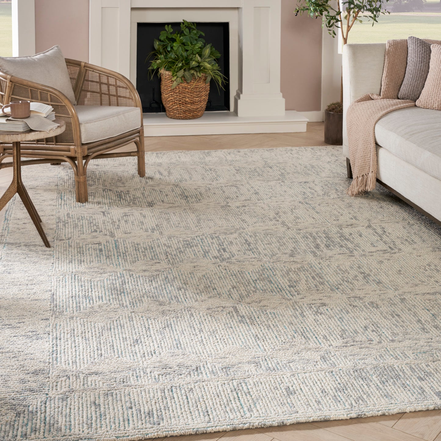 Nourison Colorado 8'3" x 11'6" Ivory Grey Teal Modern Indoor Rug