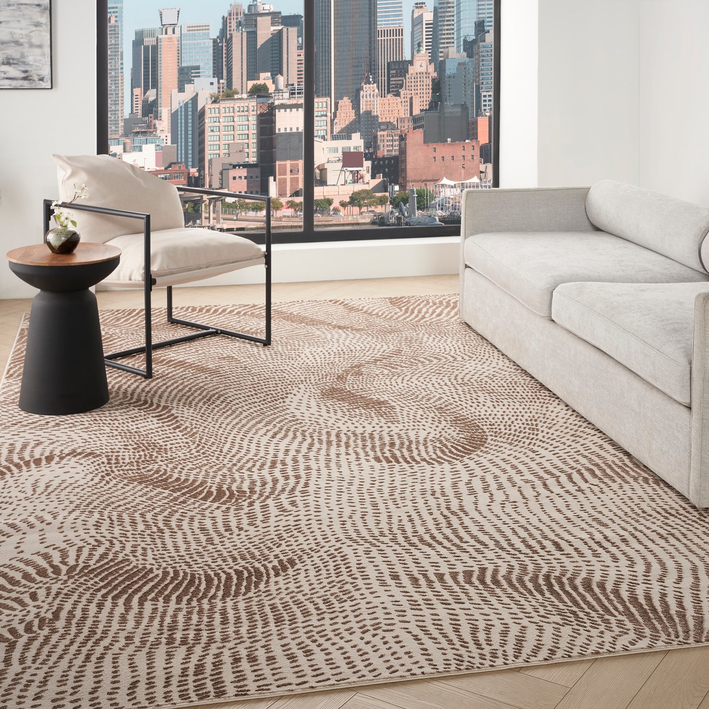 DKNY Central Park West 9' x 12' Beige Brown Modern Indoor Rug