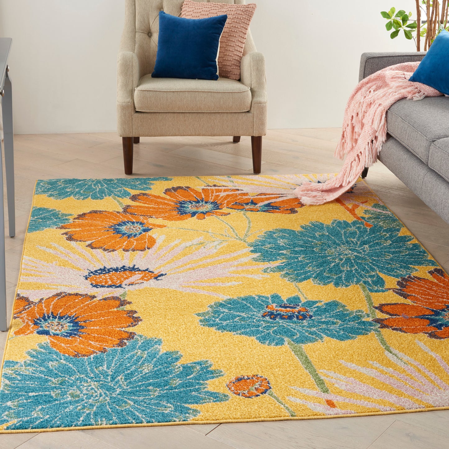 Nourison Allur 5'3" x 7'3" Yellow Multicolor Contemporary Indoor Rug