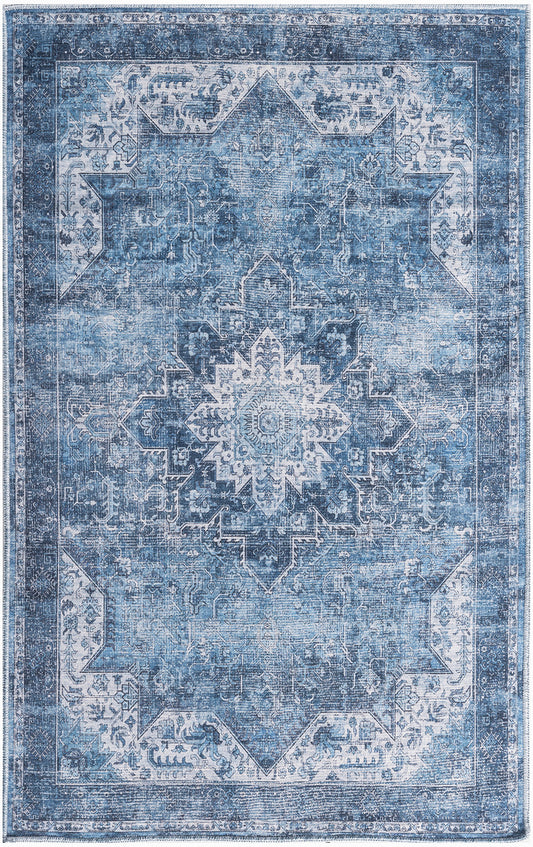 Nourison Nourison Washables 3' x 5' Blue Vintage Indoor Rug