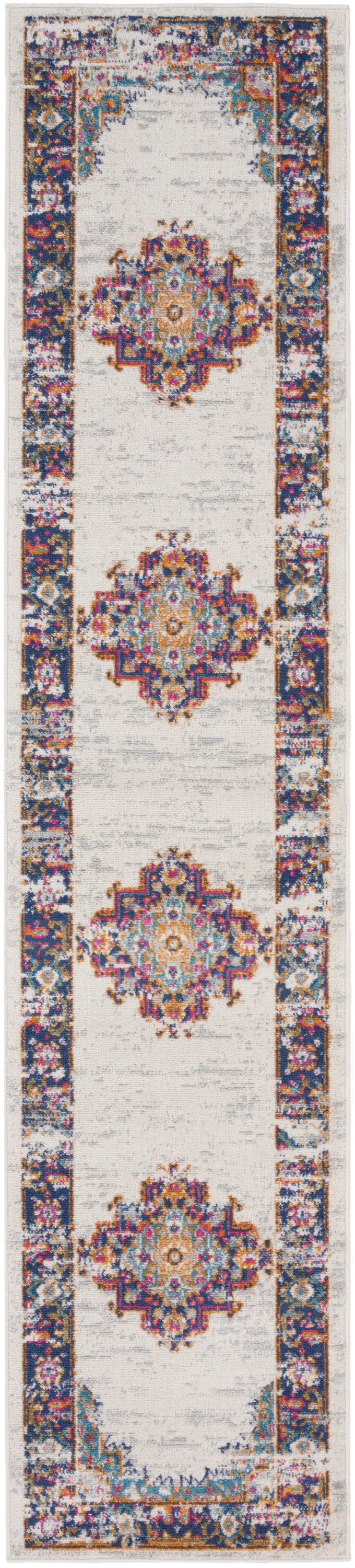 Nourison Passion 2'2" x 10' Ivory Blue Vintage Indoor Rug