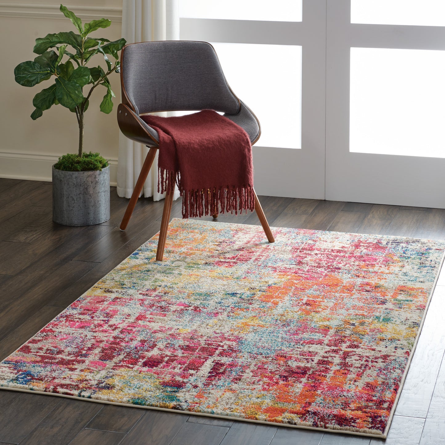 Nourison Celestial 3'11" x 5'11" Pink/Multicolor Modern Indoor Rug