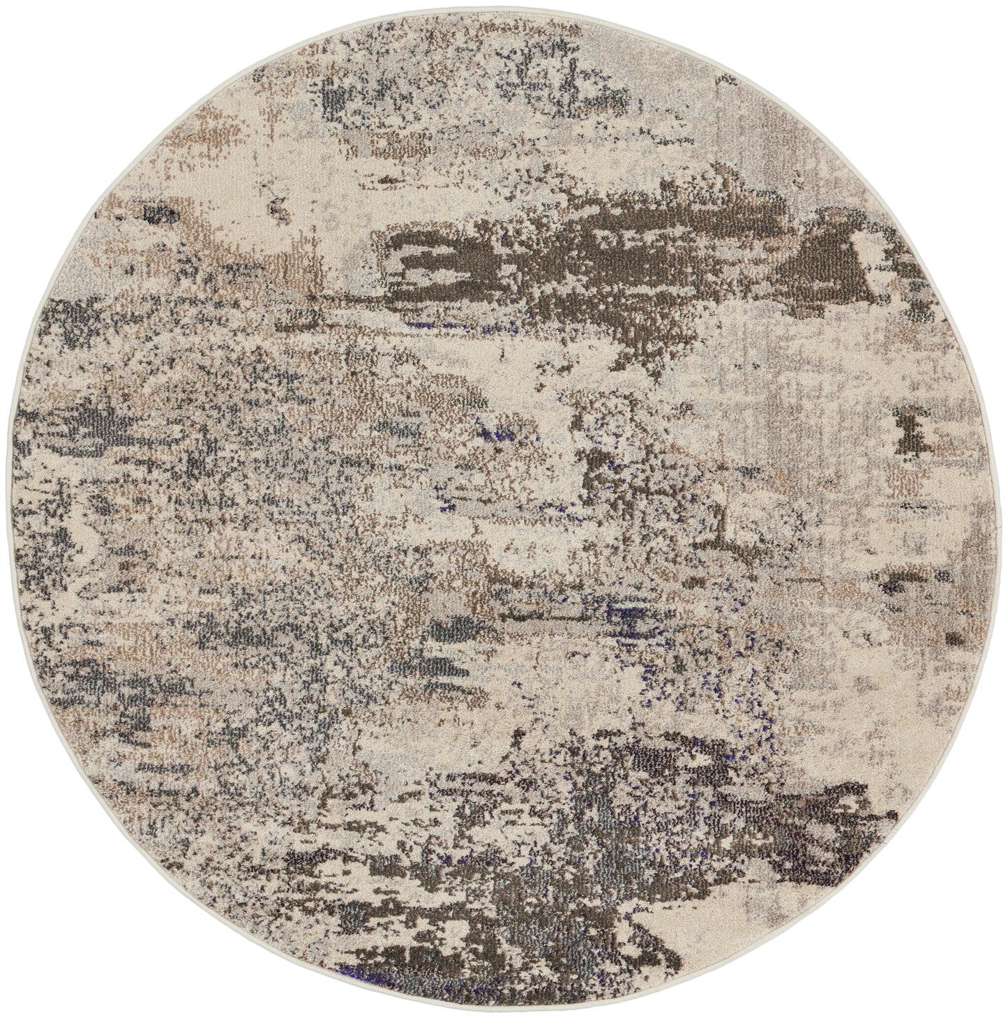 Nourison Celestial 4' x Round Ivory/Grey Modern Indoor Rug