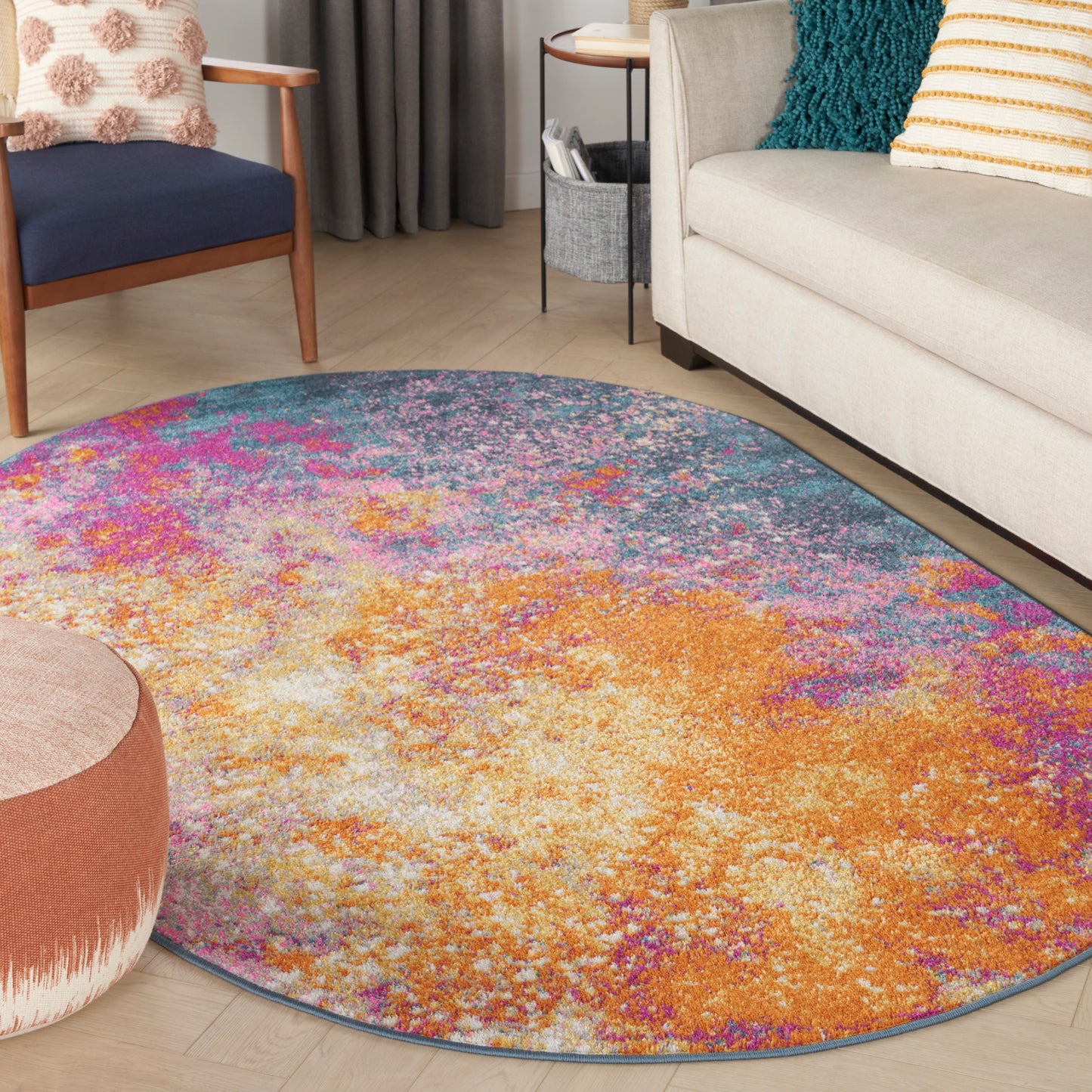 Nourison Passion 5' x 8' Oval Sunburst Modern Indoor Rug