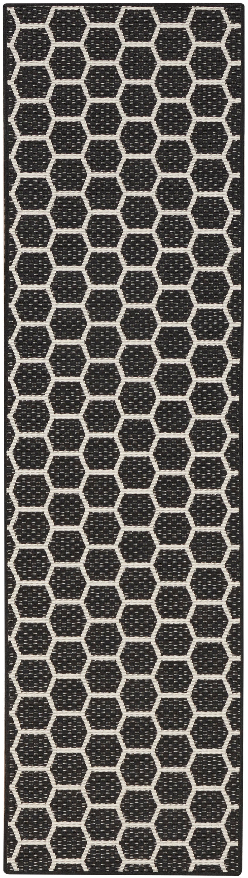 Nourison Twist Reversible 2' x 6' Black Modern Rug