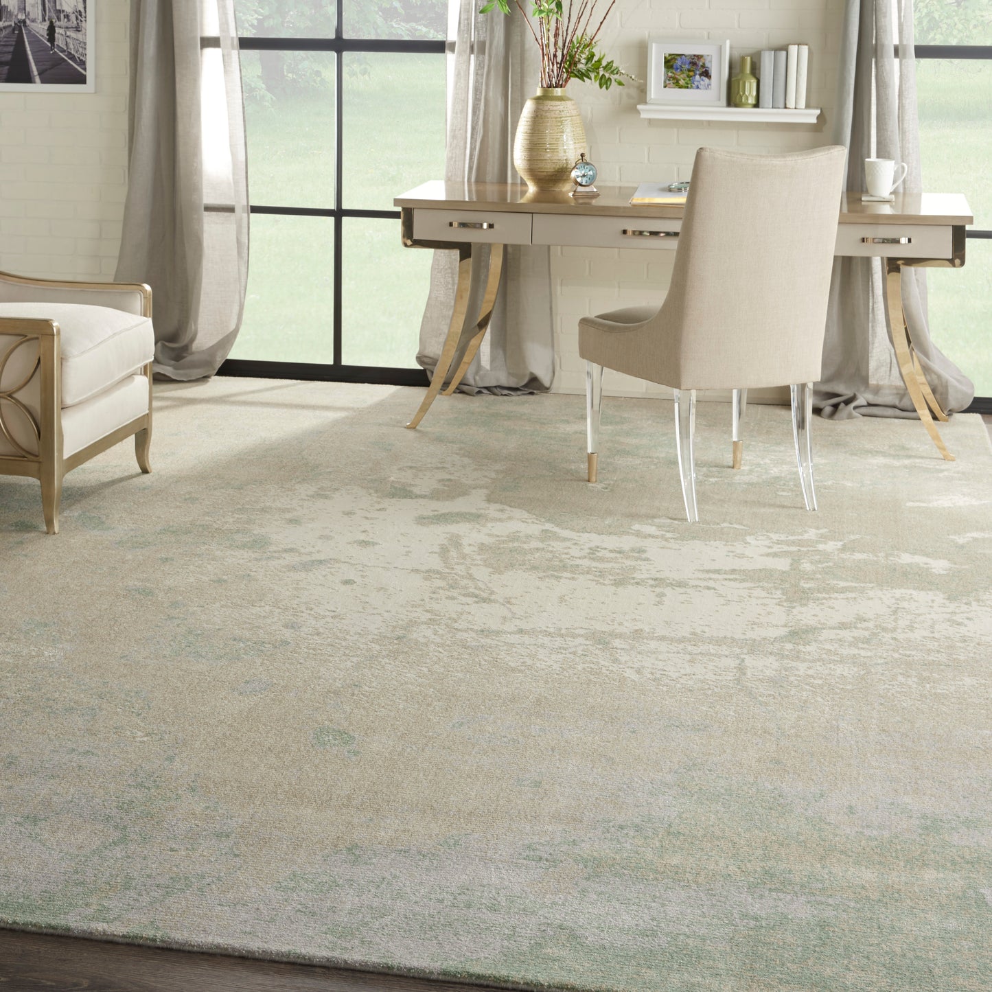 Nourison Twilight 12' x 15' Ivory Green Modern Indoor Rug