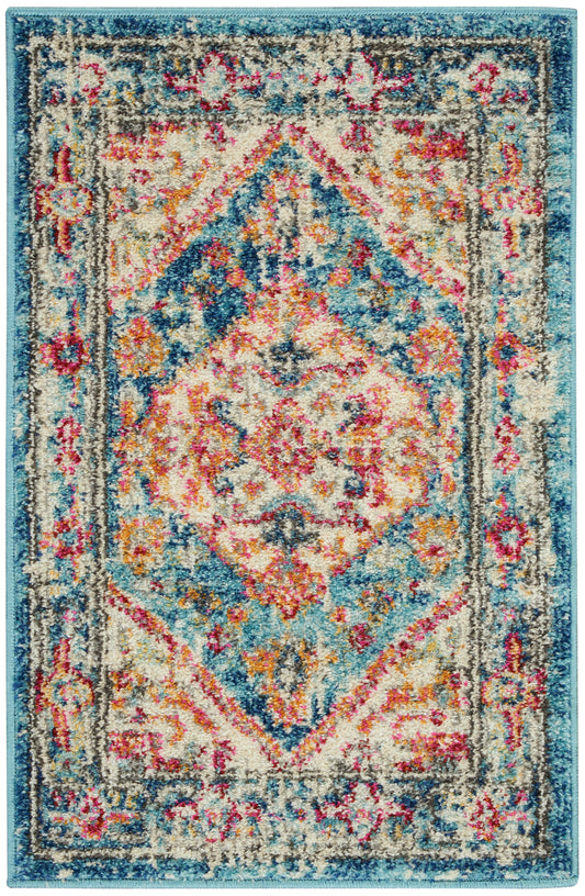 Nourison Passion 1'10" x 2'10" Ivory Light Blue Bohemian Indoor Rug