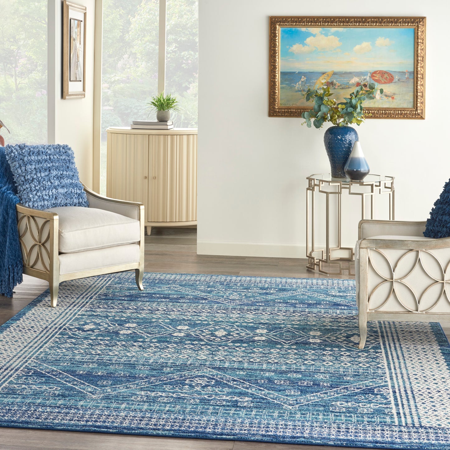 Nourison Passion 6'7" x 9'6" Navy Blue Bohemian Indoor Rug