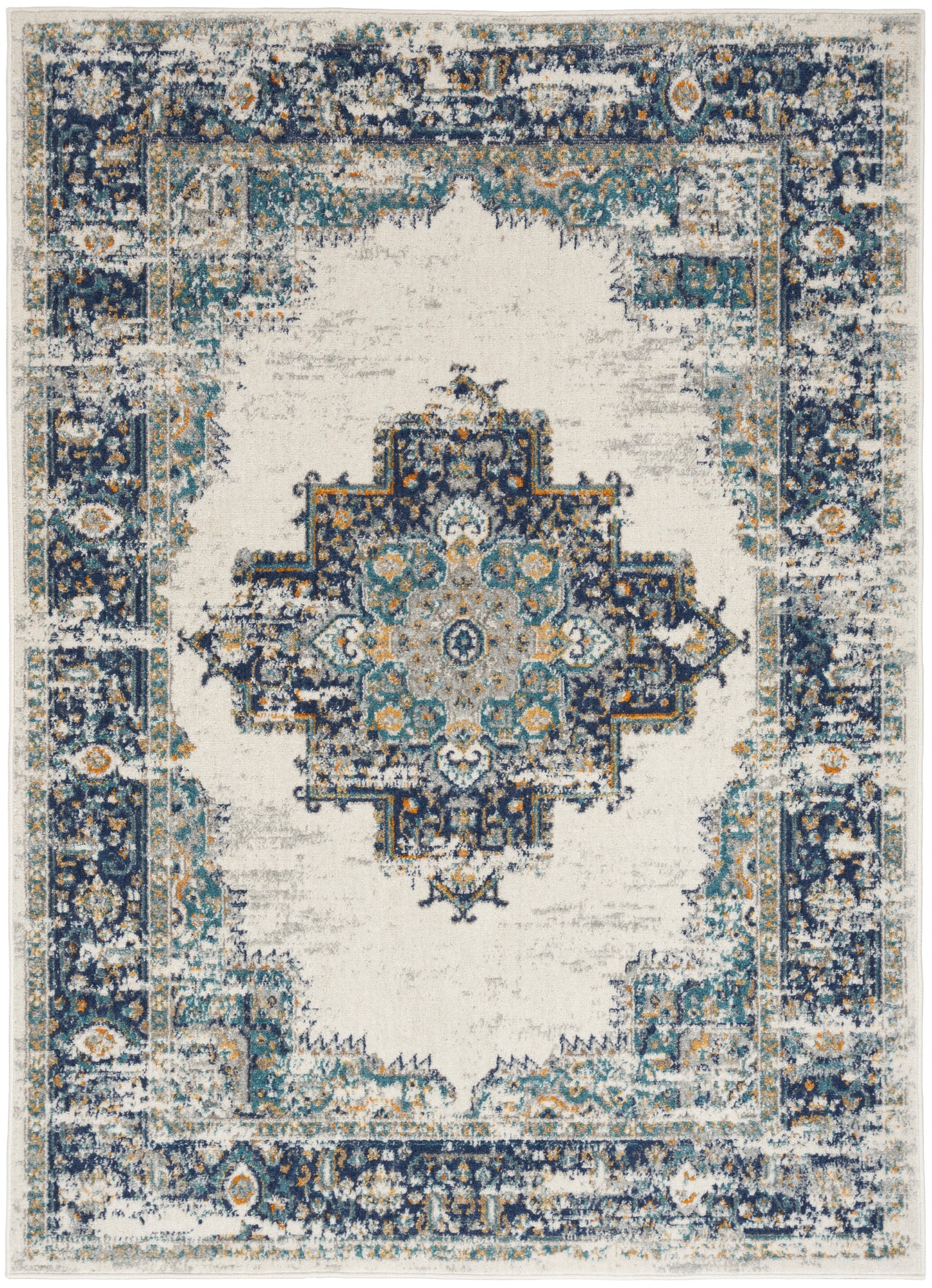 Nourison Passion 8' x 10' Ivory/Grey/Blue Vintage Indoor Rug