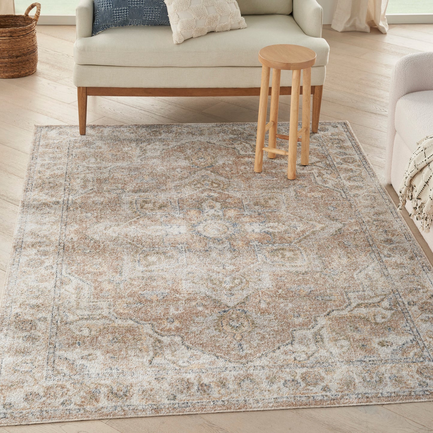 Nourison Astra Machine Washable 4' x 6' Beige Vintage Indoor Rug