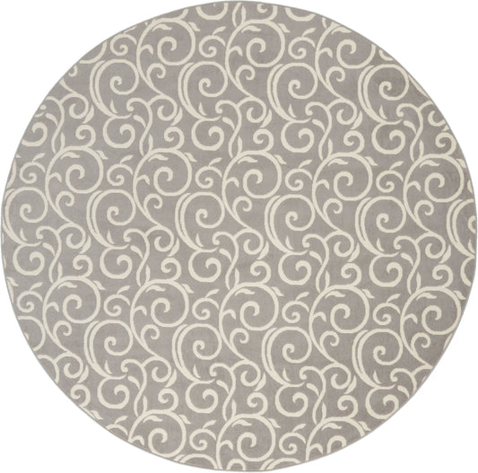 Nourison Grafix 8' x Round Grey Contemporary Indoor Rug