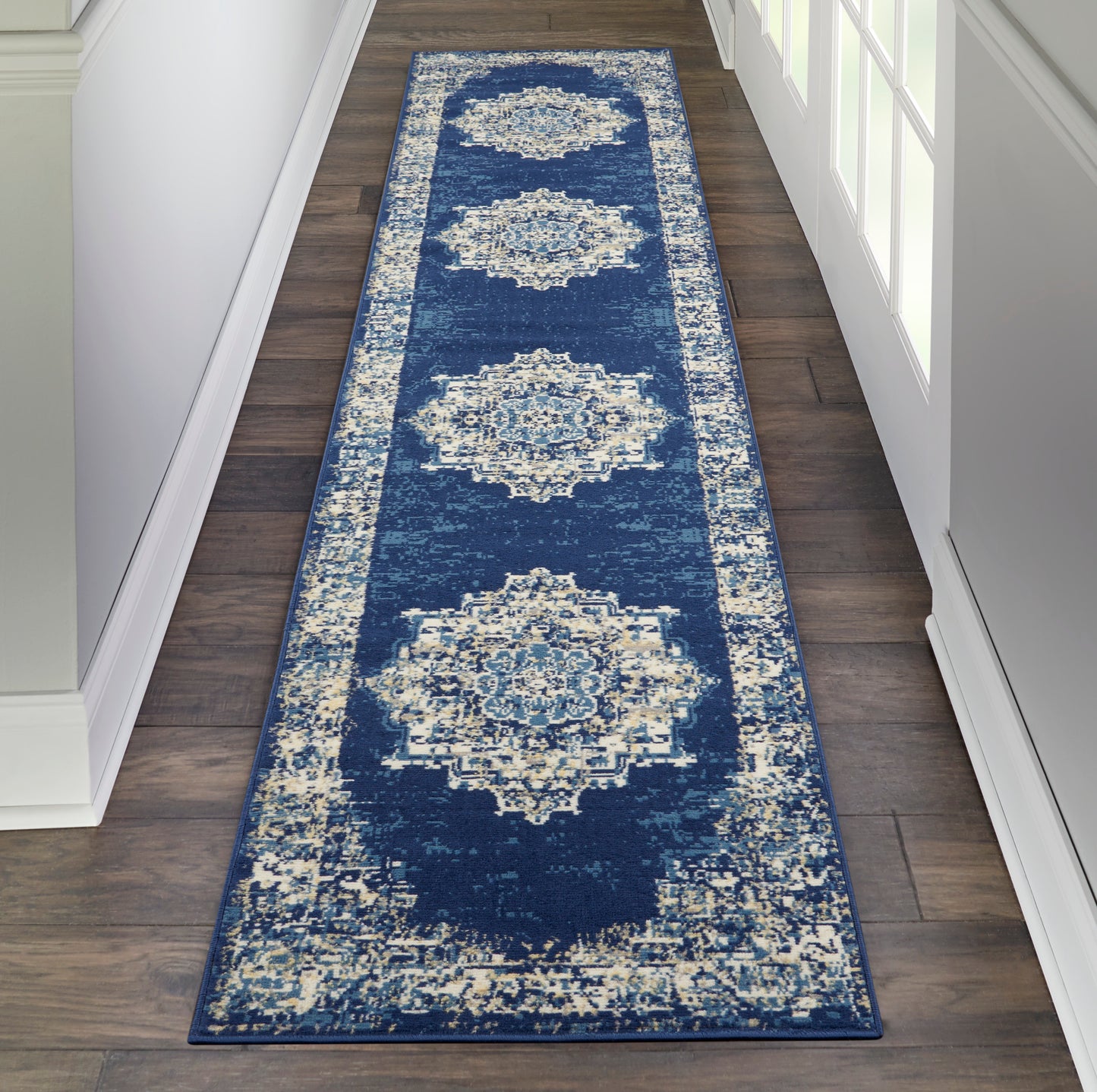 Nourison Grafix 2'3" x 10' Navy Blue Vintage Indoor Rug