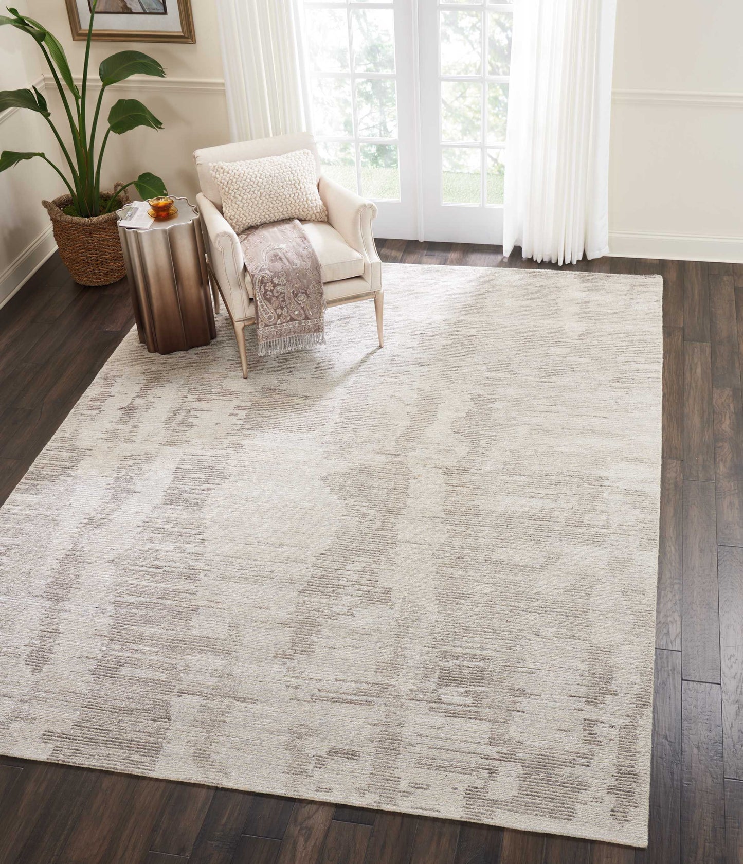 Nourison Ellora 9'9" x 13'9" Ivory Grey Modern Indoor Rug