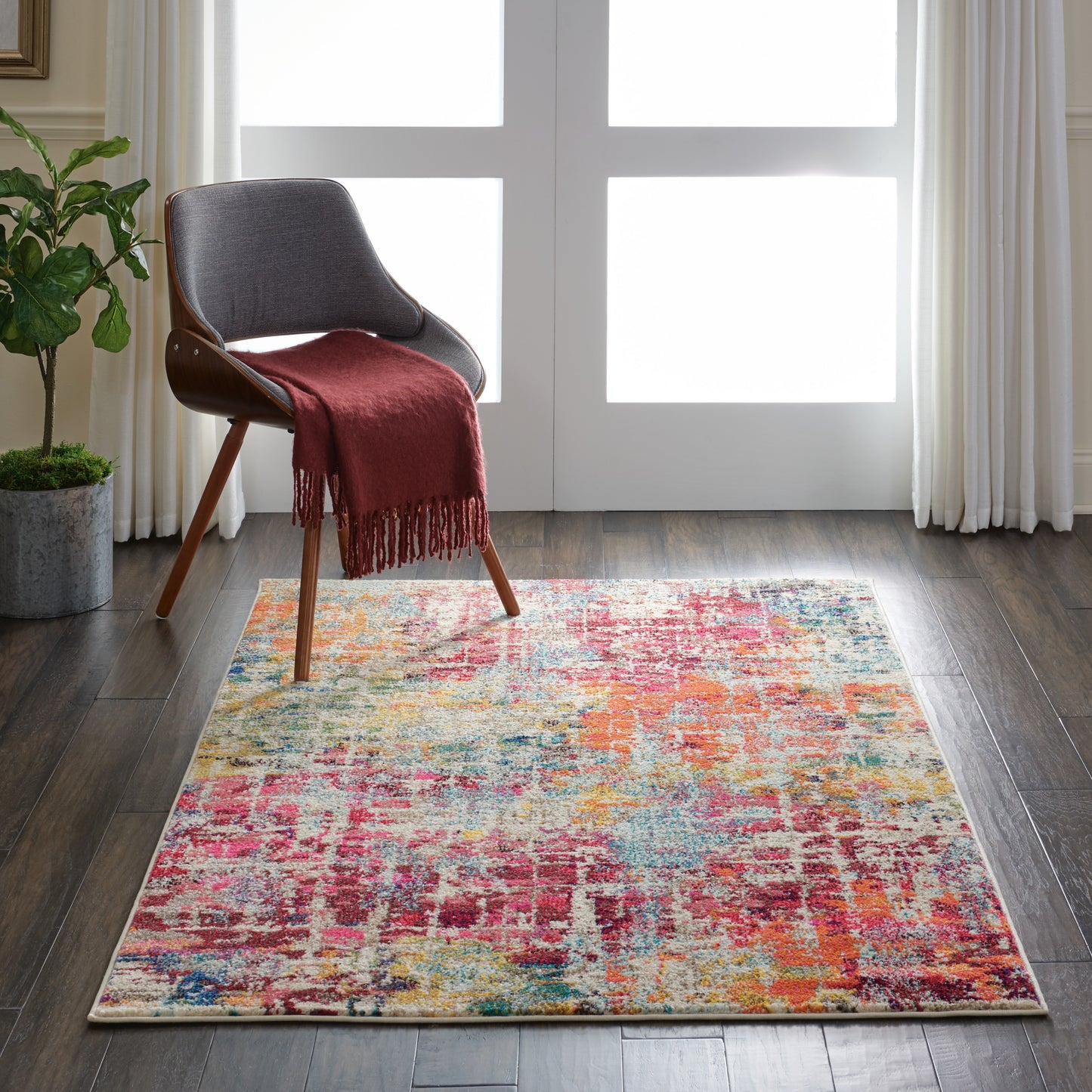 Nourison Celestial 3'11" x 5'11" Pink/Multicolor Modern Indoor Rug