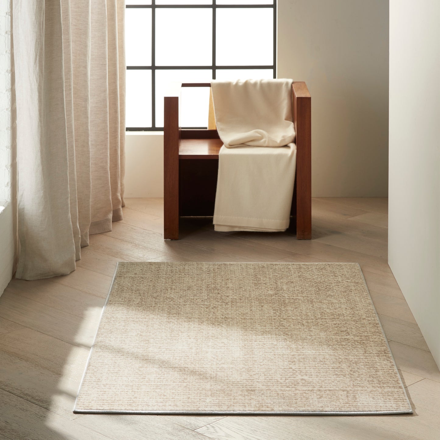 Calvin Klein Etched 3'2" x 5' Ivory Beige Contemporary Indoor Rug