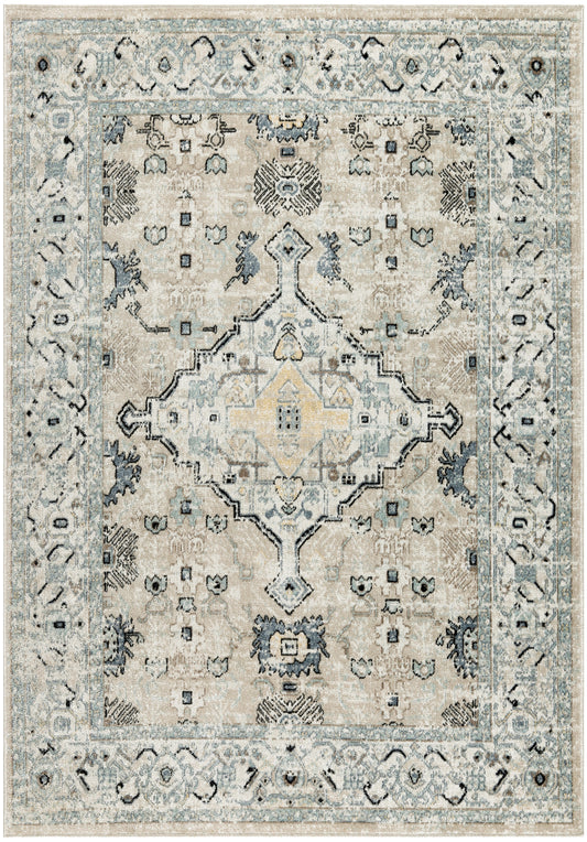 Nourison Washable Decor 9' x 12' Taupe Blue Vintage Indoor Rug