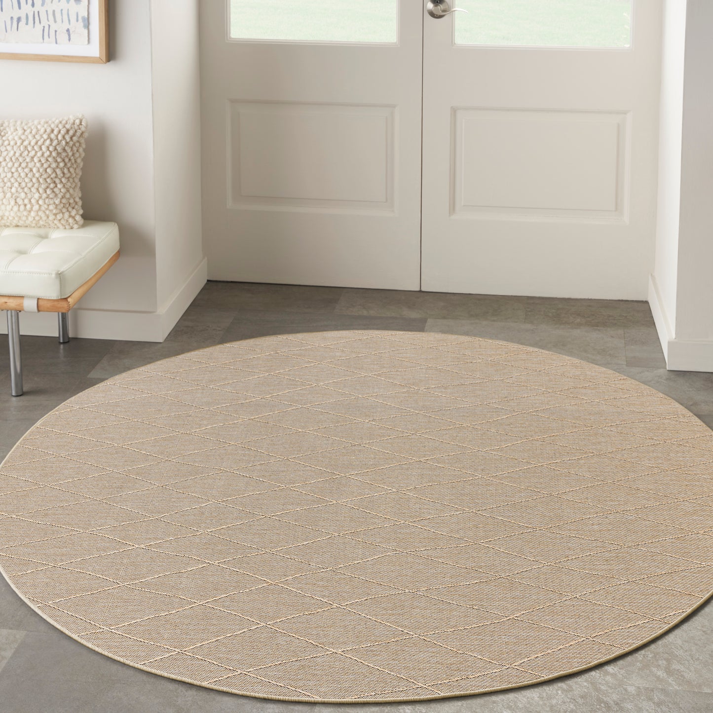 Nourison Washable Solutions 8' x Round Natural Modern Rug