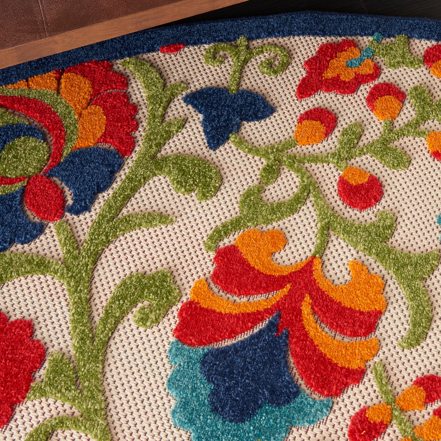 Nourison Aloha 7'10" x Round Multicolor Farmhouse Rug