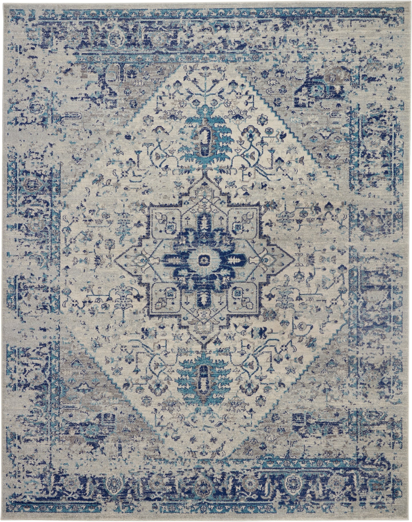 Nourison Tranquil 8' x 10' Ivory/Light Blue Vintage Indoor Rug