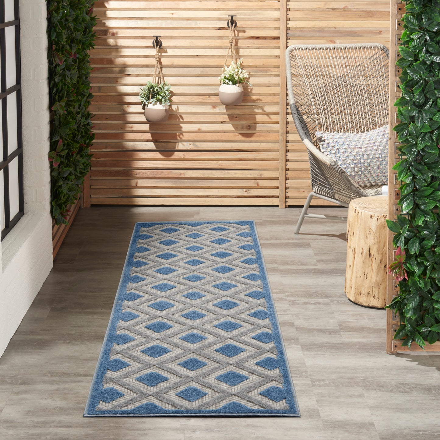 Nourison Aloha 2' x 6' Blue Grey Modern Rug