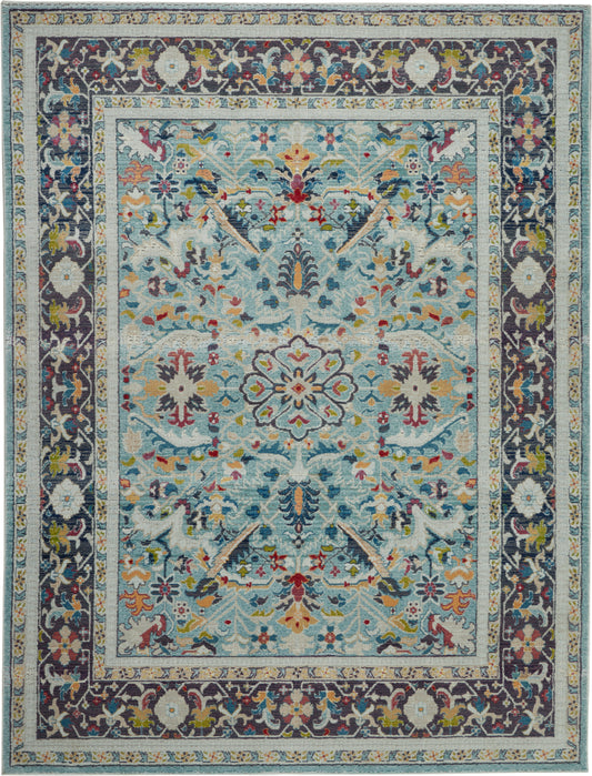 Nourison Ankara Global 8'10" x 11'10" Teal Multicolor Bohemian Indoor Rug