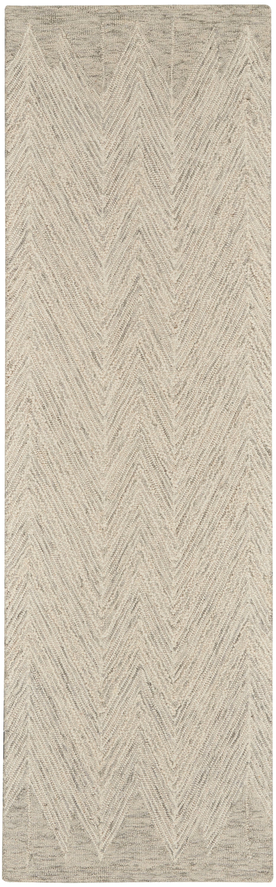 Nourison Interlock 2'3" x 7'6" Ivory/Grey Modern Indoor Rug