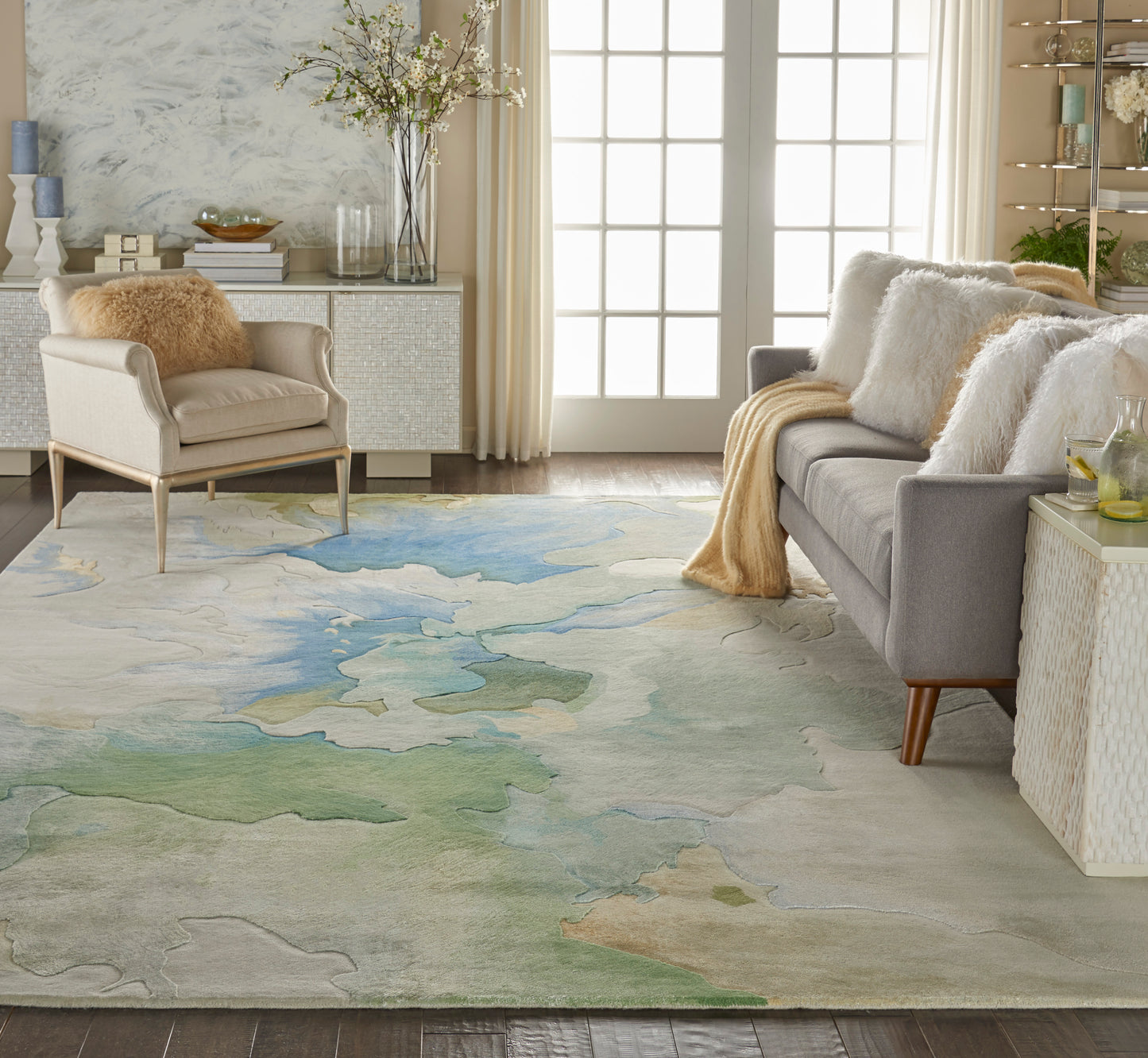 Nourison Prismatic 12' x 15' Seafoam Modern Indoor Rug