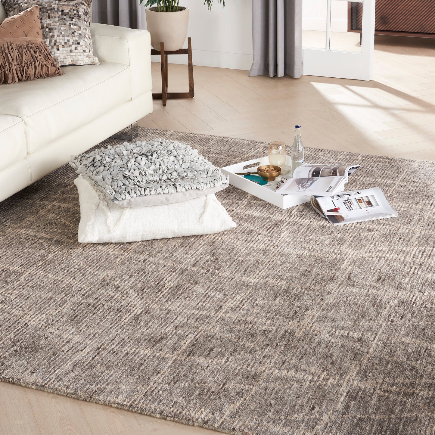 Nourison Ellora 5'6" x 7'5" Sand Scandinavian Indoor Rug